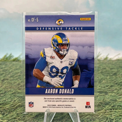 Aaron Donald 2023 Panini Absolute Championship Fabric Relic trading card from LA Rams