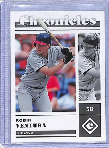 Baseball card of Robin Ventura in gray uniform for Chicago White Sox 2023 Panini Chronicles