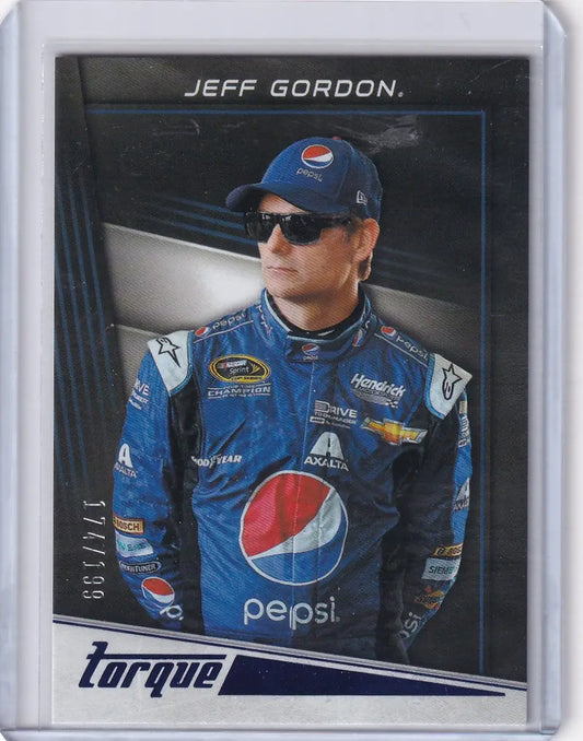 NASCAR trading card of Jeff Gordon in blue Pepsi suit, 2023 Panini Chronicles Nascar Torque