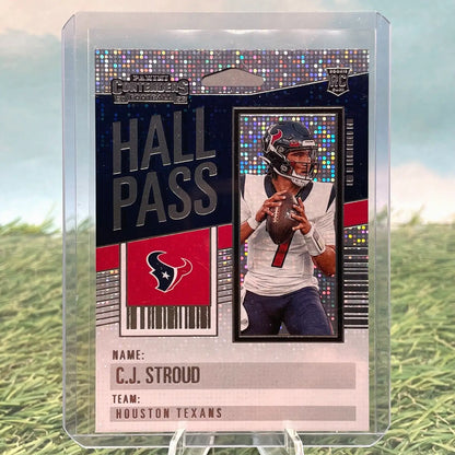 C.J. Stroud Hall Pass football card from 2023 Panini Contenders rookie collection