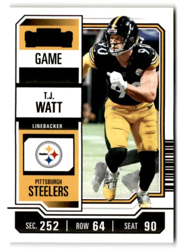 T.J. Watt 2023 Panini Contenders Game Ticket Bronze football card with original gloss