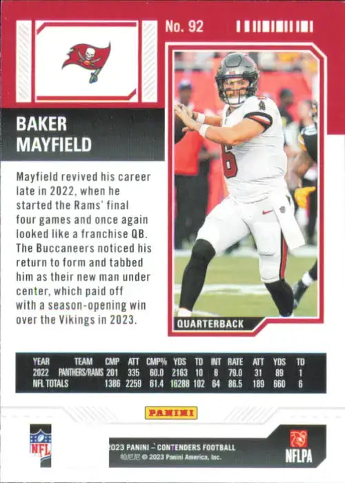 2023 Panini Contenders Game Ticket Bronze #92 Baker Mayfield Buccaneers NM-MT