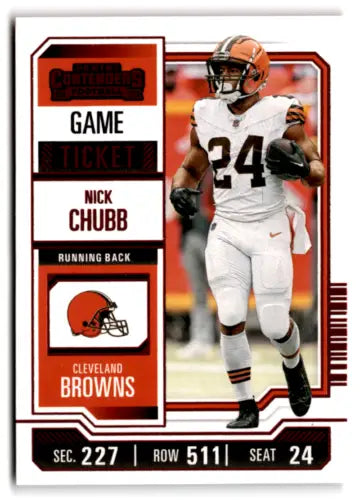 Nick Chubb 2023 Panini Contenders Game Ticket Red football card with original gloss