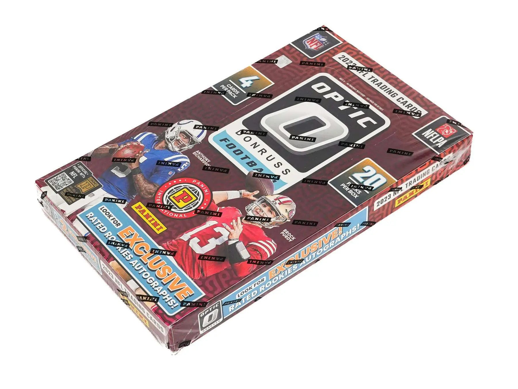 2023 Panini Donruss Optic Football International Hobby Box with vibrant graphics and logos