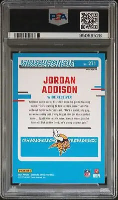 Graded 2023 Panini Donruss Optic Jordan Addison Blue Hyper Football PSA 9 card