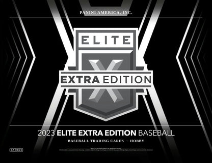 Black and silver logo design for 2023 Elite Extra Edition Baseball memorabilia cards