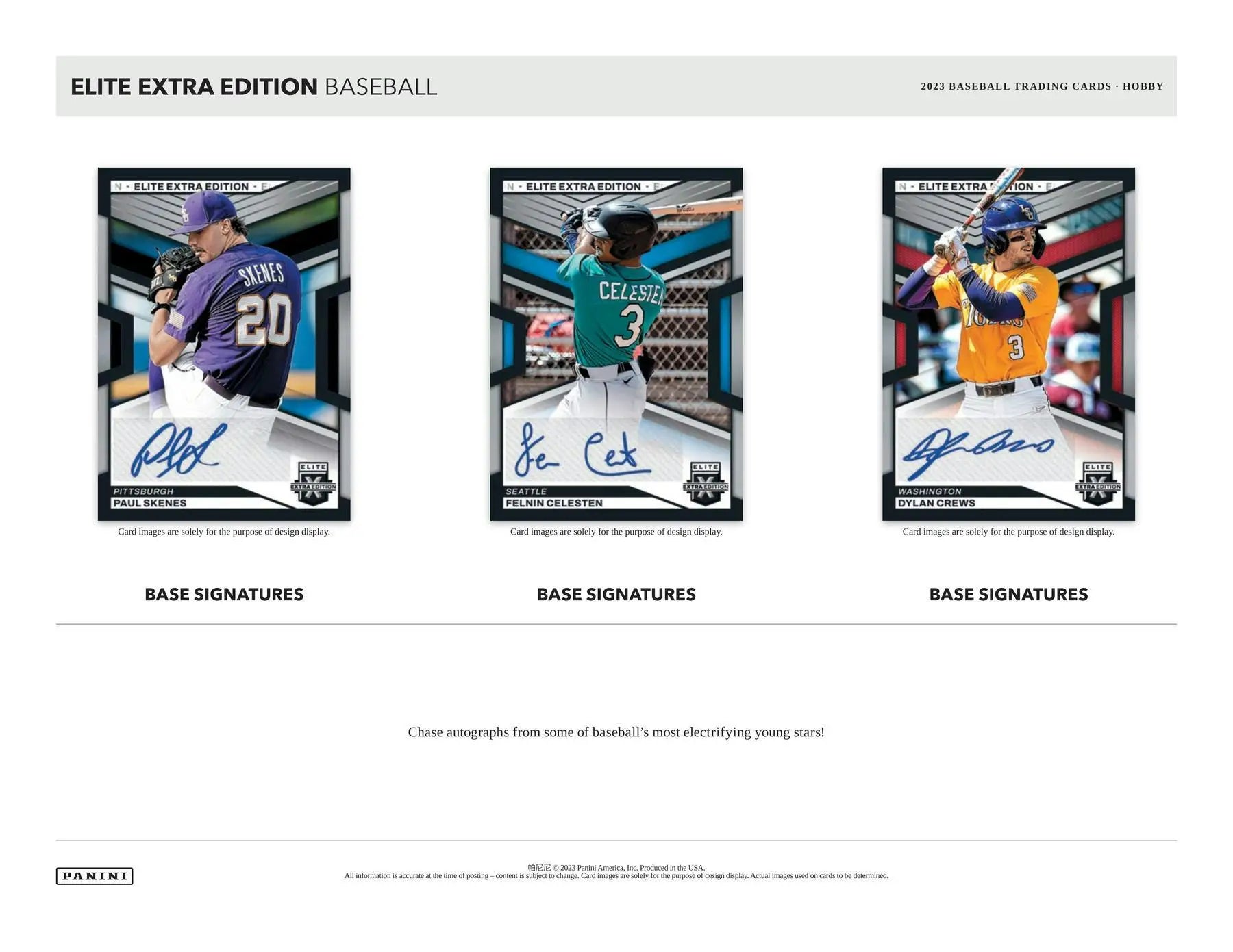 Three autographed memorabilia cards from 2023 Elite Extra Edition Baseball