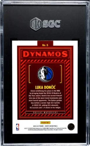 Graded Panini Hoops Luka Doncic #5 Dynamos Holo Card SGC 9.5 for collectors