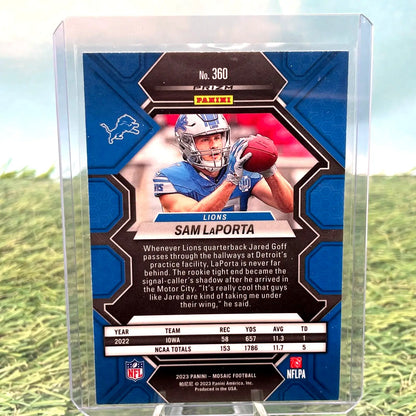 Sam LaPorta Football Card - 2023 Panini Mosaic Yellow Reactive Prizm Rookie #360 Lions