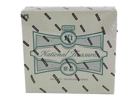 White box with National Treasures branding and green design for National Treasures Football