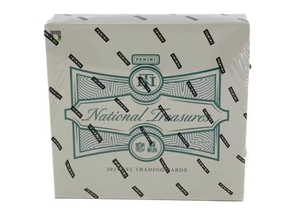 White box with National Treasures branding and green design for National Treasures Football