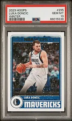 Graded Luka Dončić basketball card from 2023 Panini NBA Hoops, PSA 10 condition