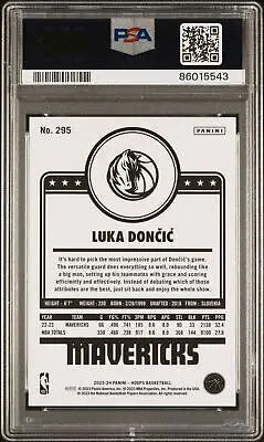 Graded Panini NBA Hoops Luka Doncic basketball card #295 PSA 10 for collectors