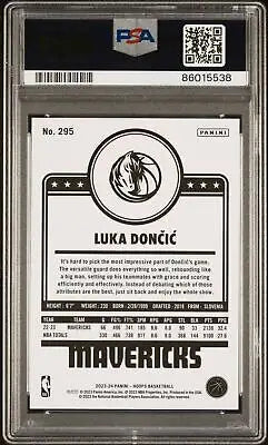 Luka Doncic basketball card from 2023 Panini NBA Hoops, PSA 10 grade