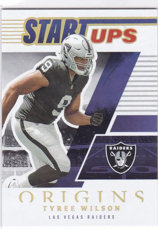 Football trading card of Tyree Wilson in Las Vegas Raiders uniform from Panini Origins