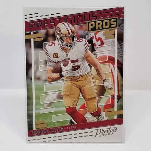 Football trading card of Prestige Prestigious Pros George Kittle, San Francisco 49ers