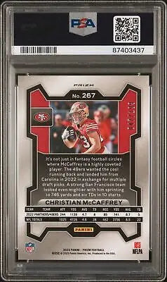 Graded 2023 Panini Prizm Christian McCaffrey #267 Blue Wave Football PSA 8 card