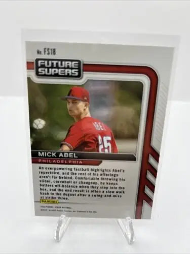 Mick Abel baseball card from 2023 Panini Prizm Future Supers #FS18 Phillies