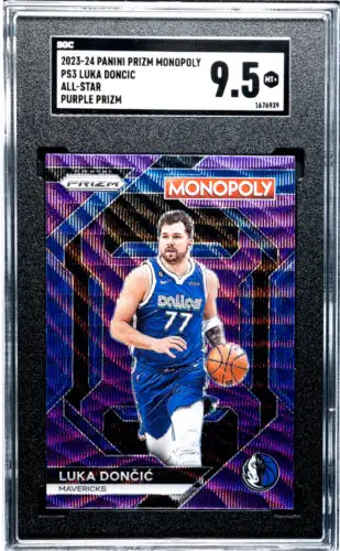 Graded Luka Dončić basketball card from 2023 Panini Prizm Monopoly set SGC 9.5