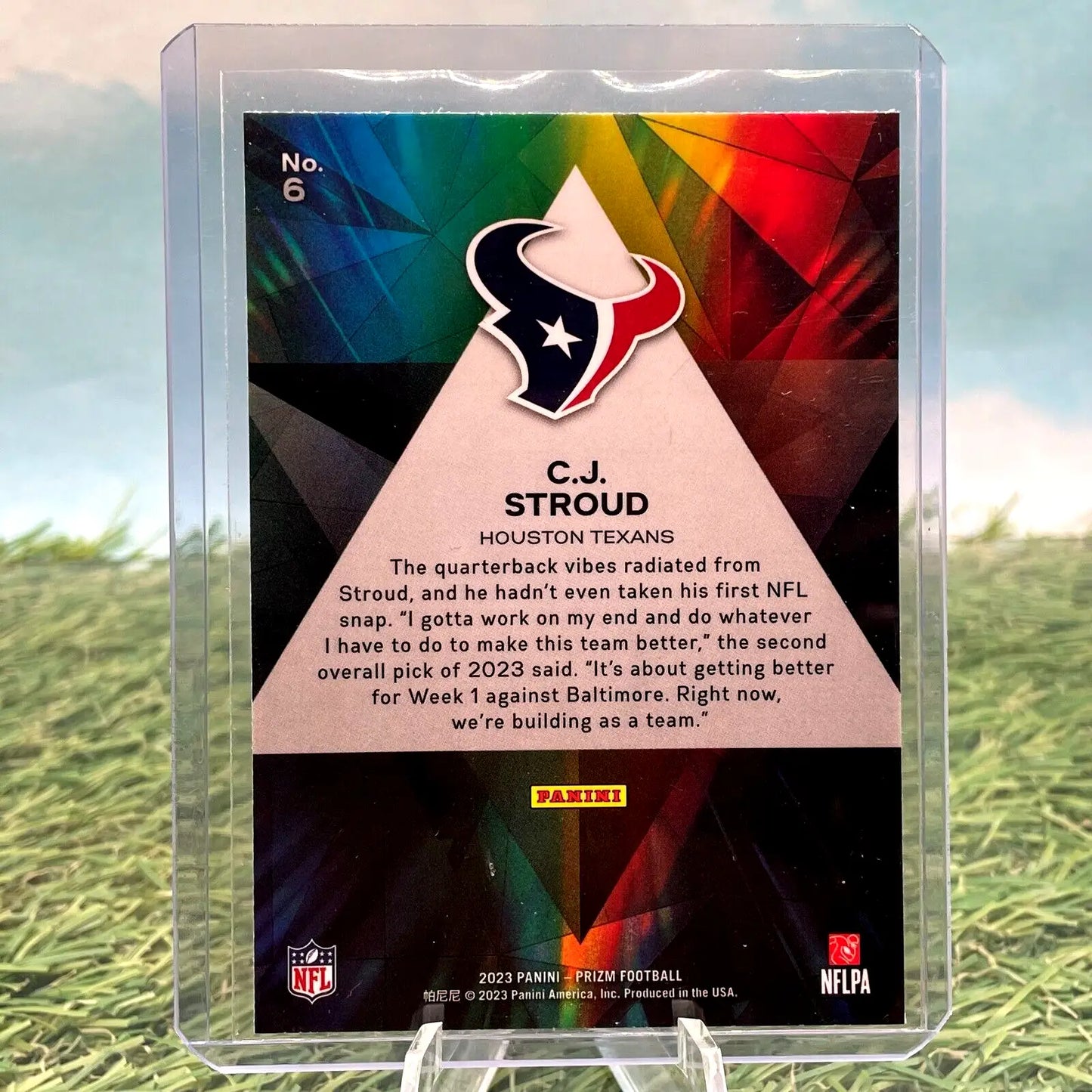 C.J. Stroud football card from 2023 Panini Prizm Prizmatic, Houston Texans Rookie RC