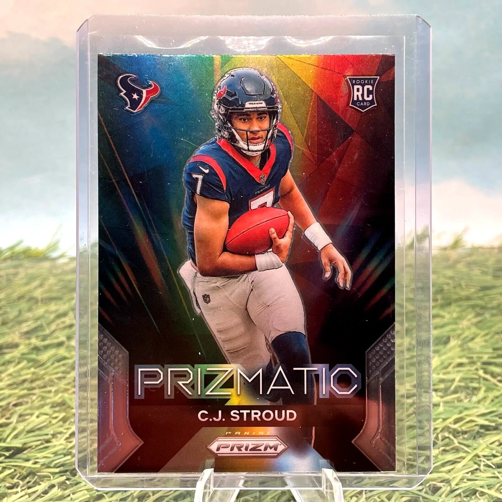 C.J. Stroud rookie football card from 2023 Panini Prizm Prizmatic collection