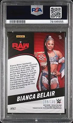 2023 Panini Revolution WWE Bianca Belair card #39 PSA 8 featuring Impact Wrestling elements