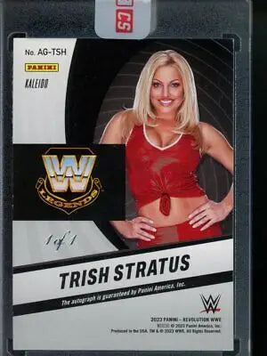 Trish Stratus wrestling card from 2023 Panini Revolution WWE Kaleido 1 of 1 Auto