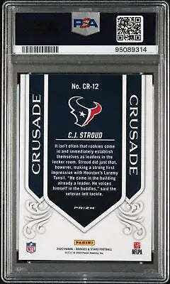 C.J. Stroud football card from 2023 Panini Rookies & Stars Crusade PSA 10