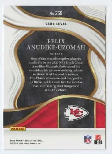 2023 Panini Select #269 Felix Anudike-Uzomah Club Level Football Card Original Gloss