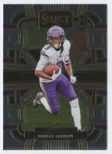 Jordan Addison football card featuring original gloss from 2023 Panini Select series