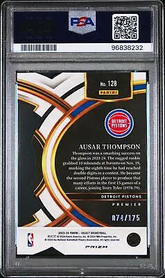 PSA graded 2023 Panini Select Ausar Thompson Die Cut Maroon Prizm RC card