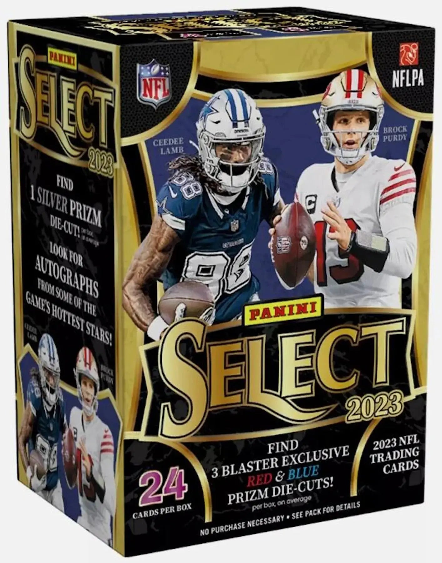 2023 Panini Select Football trading cards box featuring Dallas Cowboys and San Francisco 49ers