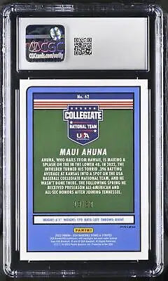 Graded 2023 Panini Stars Maui Ahuna #62 Team Logo baseball card 13/50 CGC 10