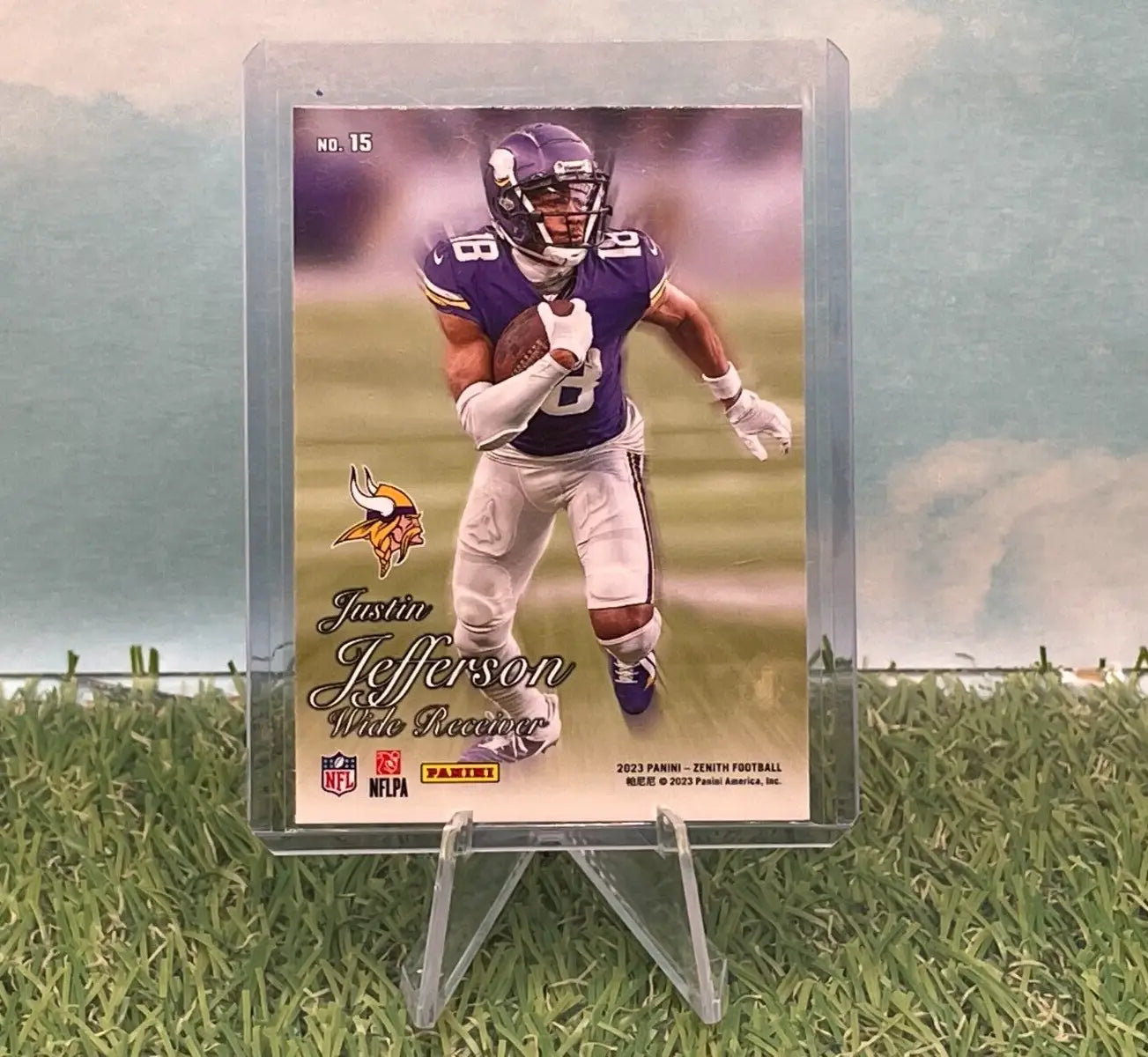 Justin Jefferson football card from 2023 Panini Zenith Minnesota Vikings silver parallel variety