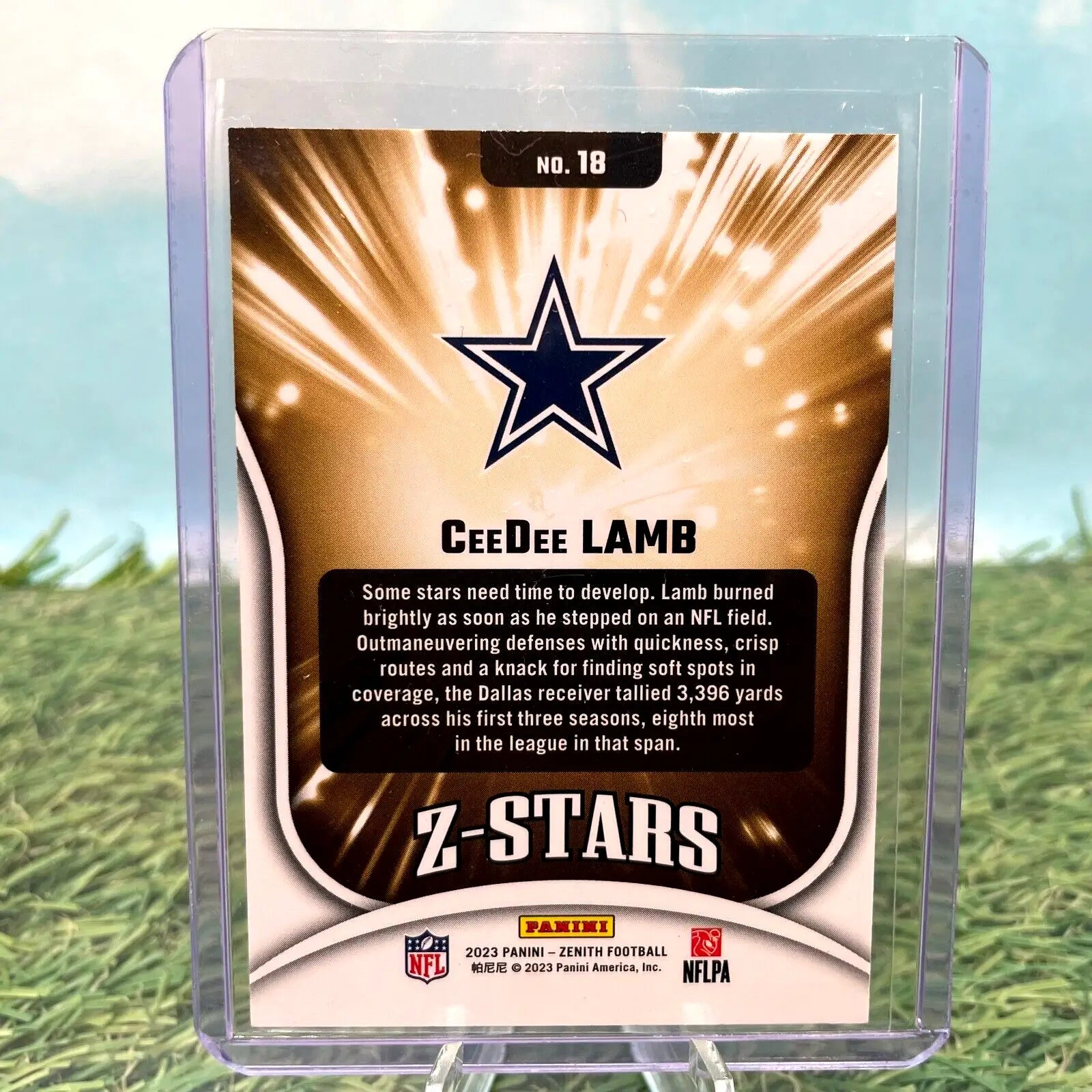 CeeDee Lamb 2023 Panini Zenith Football card featuring Dallas Cowboys Z-Stars design