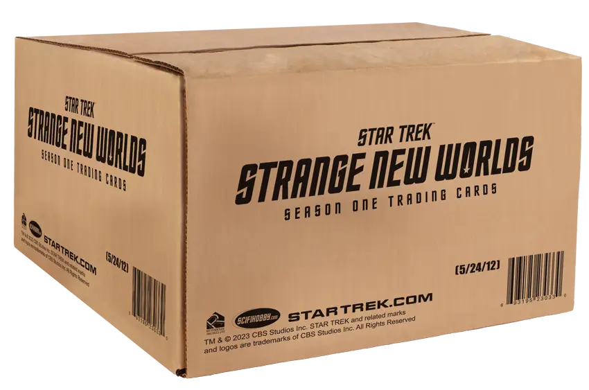 Cardboard shipping box for Star Trek Strange New Worlds autograph cards and art metal