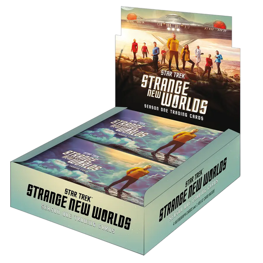 Display box of 2023 Rittenhouse Star Trek Strange New Worlds trading cards with autographs