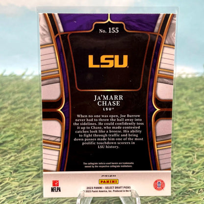 LSU Football trading card of Ja’Marr Chase in 2023 Select Draft featuring gold design