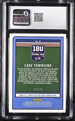 2023 Stars & Stripes Cade Townsend #18 Crystals 04/23 Baseball CGC 10 collectible card