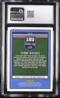 Stone Russell 2023 Stars & Stripes White Stars Baseball Card CGC 10 #59 49/99