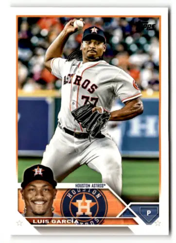 Luis Garcia baseball card from 2023 Topps #121 with original gloss for Astros fans