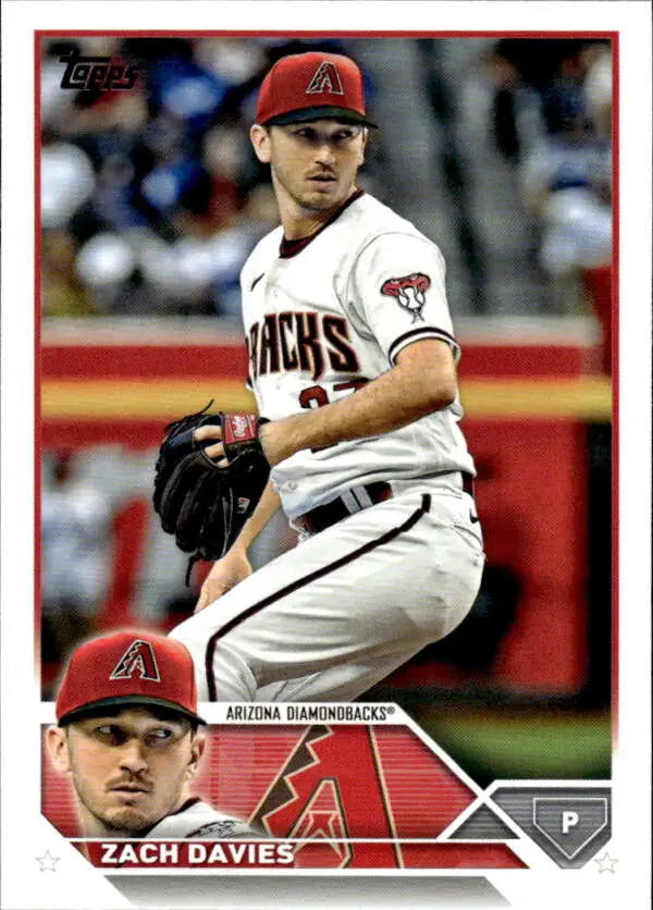 Zach Davies in mid-pitching motion for the Arizona Diamondbacks baseball card