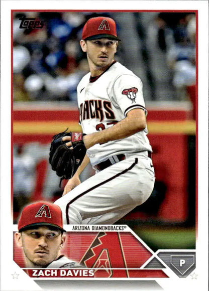 Zach Davies in mid-pitching motion for the Arizona Diamondbacks baseball card