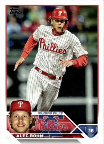 Alec Bohm baseball card featuring original gloss from 2023 Topps #128 Phillies