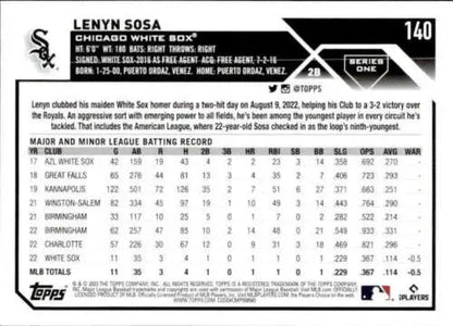 Lenyn Sosa 2023 Topps #140 NM-MT RC Baseball Card with original gloss finish