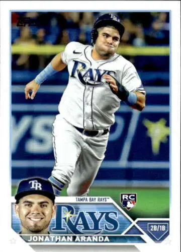 Jonathan Aranda baseball card from 2023 Topps #154 with original gloss design