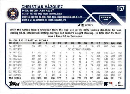 2023 Topps #157 Christian Vázquez baseball card with original gloss, Astros collectible