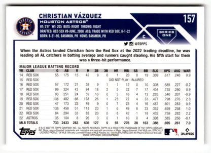 2023 Topps #157 Christian Vazquez NM Near Mint Astros original gloss baseball card