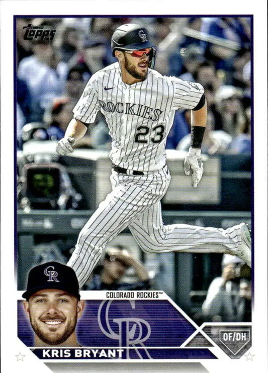 Kris Bryant running the bases on a Colorado Rockies baseball card 2023 Topps #158