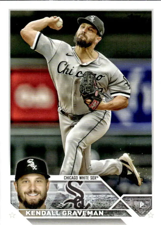 Chicago White Sox pitcher Kendall Graveman in mid-throw action on 2023 Topps baseball card